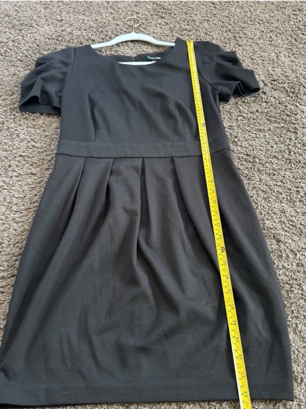 Forever 21 Black Pleated Waist Puff-Sleeve Mini Dress - Picture 6 of 10